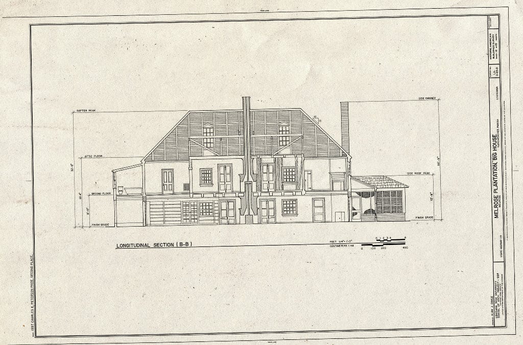 Blueprint HABS LA,35-MELRO,1D- (Sheet 14 of 19) - Melrose Plantation, Big House, State Highway 119, Melrose, Natchitoches Parish, LA