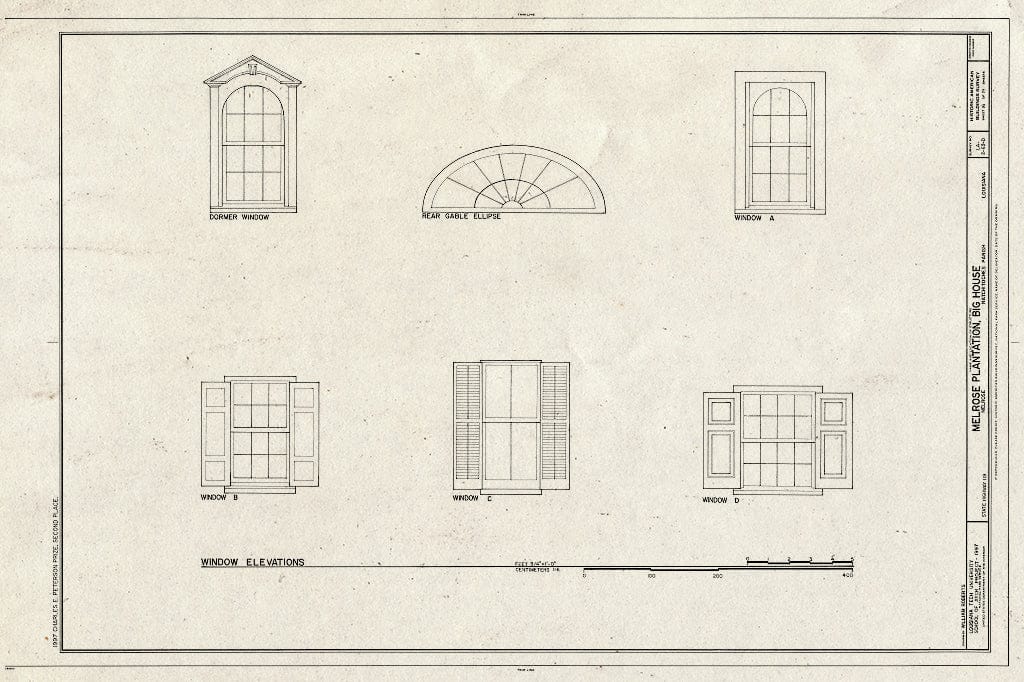 Blueprint HABS LA,35-MELRO,1D- (Sheet 16 of 19) - Melrose Plantation, Big House, State Highway 119, Melrose, Natchitoches Parish, LA