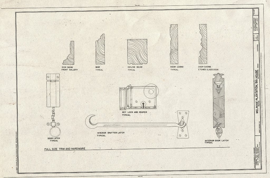 Blueprint HABS LA,35-MELRO,1D- (Sheet 19 of 19) - Melrose Plantation, Big House, State Highway 119, Melrose, Natchitoches Parish, LA