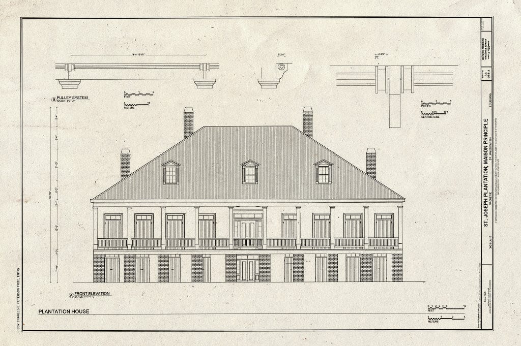 Blueprint HABS LA,47-VACH,1A- (Sheet 4 of 20) - Saint Joseph Plantation, Maison Principale, 3421 State Route 18, Vacherie, St. James Parish, LA