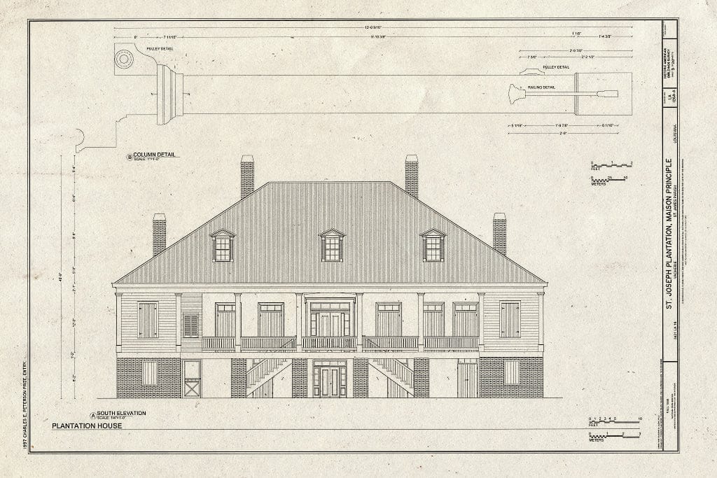 Blueprint HABS LA,47-VACH,1A- (Sheet 5 of 20) - Saint Joseph Plantation, Maison Principale, 3421 State Route 18, Vacherie, St. James Parish, LA