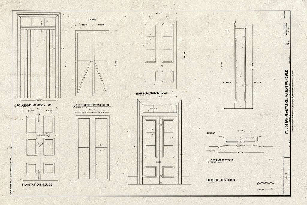Blueprint HABS LA,47-VACH,1A- (Sheet 12 of 20) - Saint Joseph Plantation, Maison Principale, 3421 State Route 18, Vacherie, St. James Parish, LA