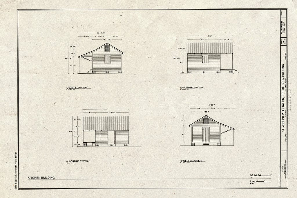 Blueprint HABS LA,47-VACH,1C- (Sheet 2 of 3) - Saint Joseph Plantation, Kitchen Building, 3421 State Route 18, Vacherie, St. James Parish, LA