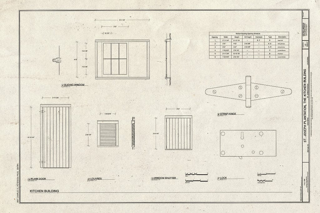 Blueprint HABS LA,47-VACH,1C- (Sheet 3 of 3) - Saint Joseph Plantation, Kitchen Building, 3421 State Route 18, Vacherie, St. James Parish, LA