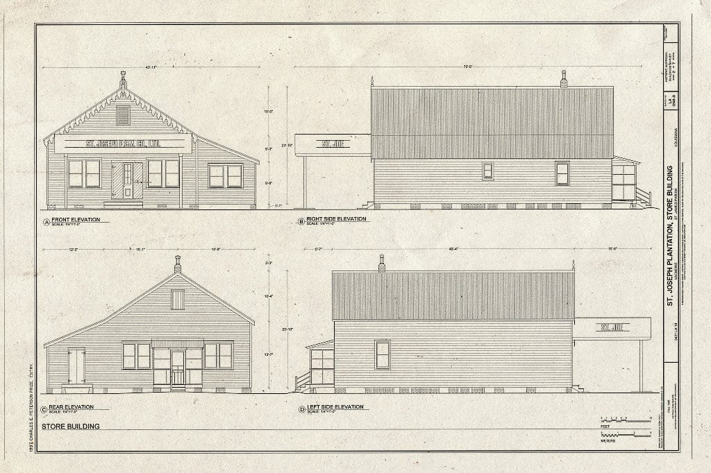 Blueprint HABS LA,47-VACH,1D- (Sheet 2 of 7) - Saint Joseph Plantation, Store Building, 3421 State Route 18, Vacherie, St. James Parish, LA