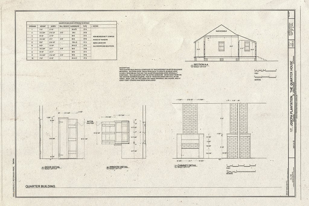 Blueprint HABS LA,47-VACH,1E- (Sheet 2 of 3) - Saint Joseph Plantation, Quarter House, 3421 State Route 18, Vacherie, St. James Parish, LA