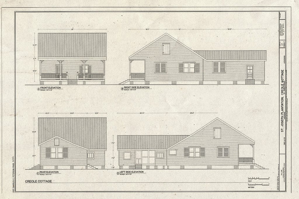 Blueprint HABS LA,47-VACH,1F- (Sheet 2 of 4) - Saint Joseph Plantation, Creole Cottage, 3421 State Route 18, Vacherie, St. James Parish, LA