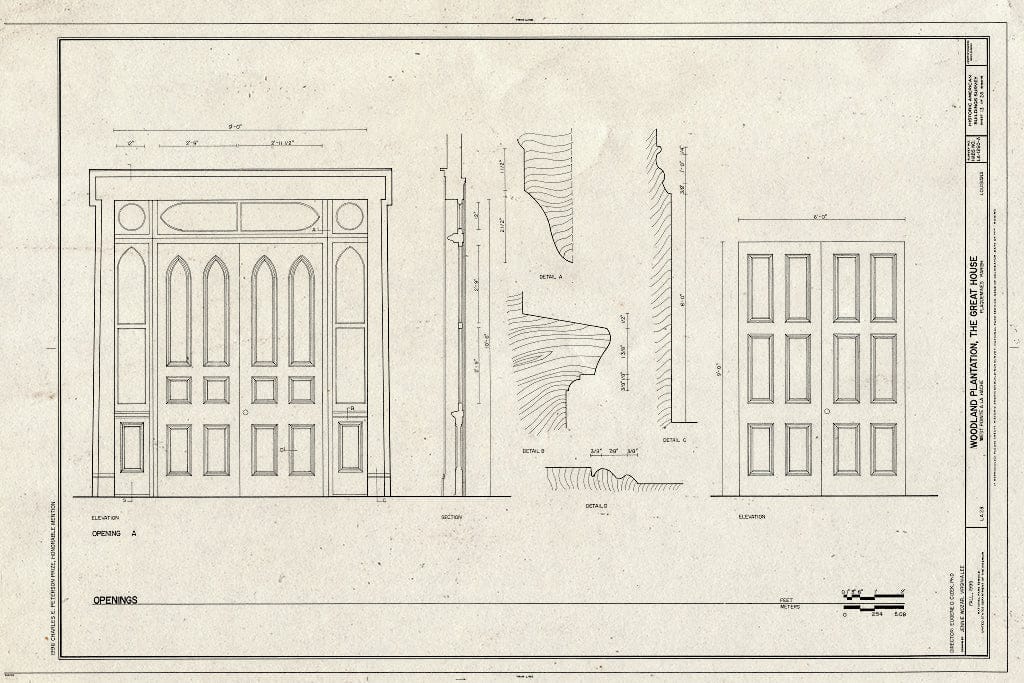 Blueprint HABS LA,38-WPLAHA,1A- (Sheet 13 of 28) - Woodland Plantation, Great House, State Route 23, West Pointe A La Hache, Plaquemines Parish, LA