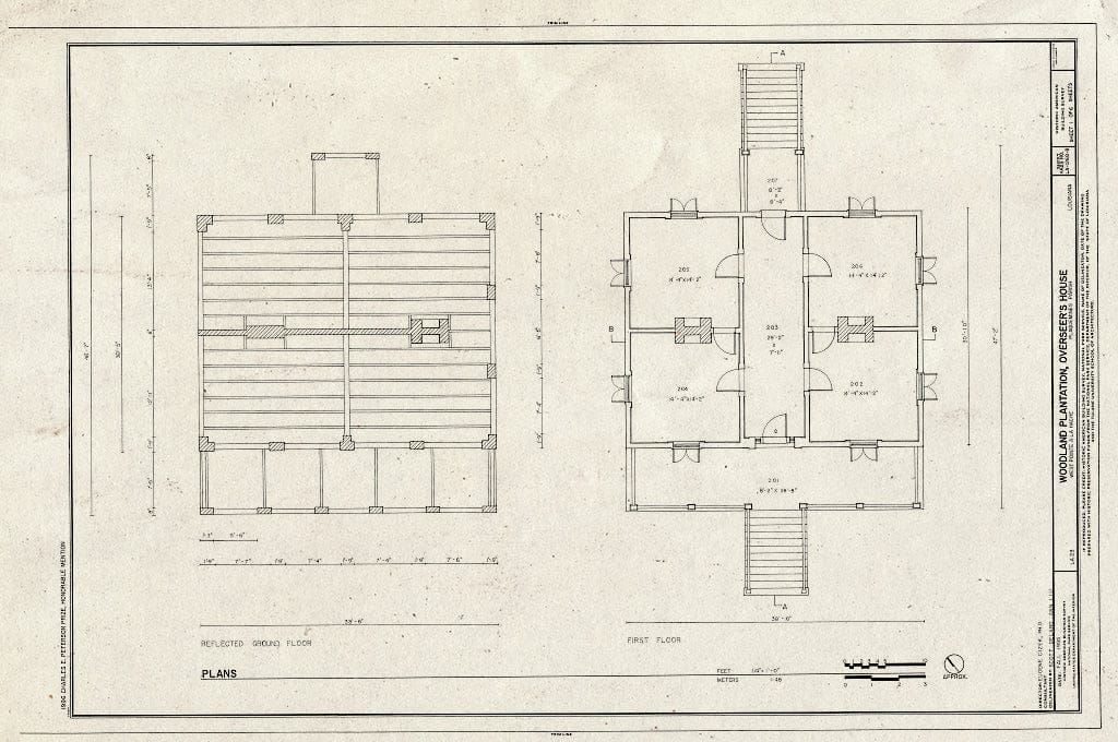 Blueprint HABS LA,38-WPLAHA,1B- (Sheet 1 of 6) - Woodland Plantation, Overseer's House, State Route 23, West Pointe A La Hache, Plaquemines Parish, LA