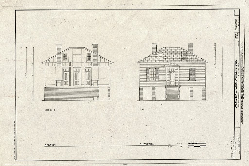 Blueprint HABS LA,38-WPLAHA,1B- (Sheet 3 of 6) - Woodland Plantation, Overseer's House, State Route 23, West Pointe A La Hache, Plaquemines Parish, LA