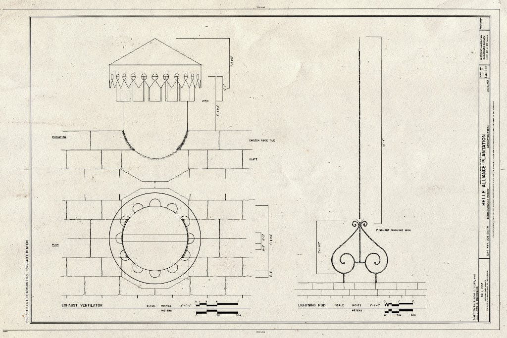 Blueprint HABS LA,4-DONA.V,1- (Sheet 38 of 38) - Belle Alliance Plantation, 7244 Highway 308 South, Donaldsonville, Ascension Parish, LA