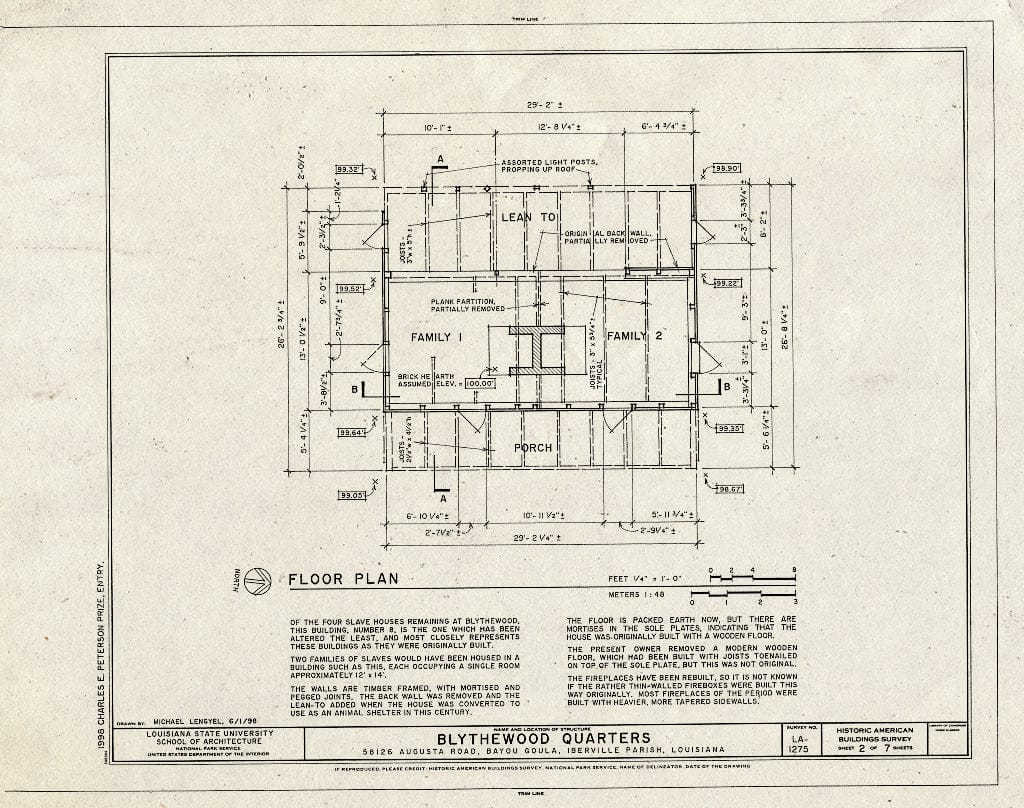 Blueprint HABS LA,24-BAYGO,1- (Sheet 2 of 7) - Blythewood Quarters, 58126 Augusta Road, Bayou Goula, Iberville Parish, LA