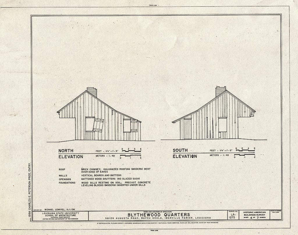 Blueprint HABS LA,24-BAYGO,1- (Sheet 4 of 7) - Blythewood Quarters, 58126 Augusta Road, Bayou Goula, Iberville Parish, LA
