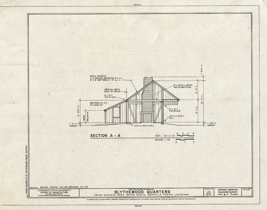 Blueprint HABS LA,24-BAYGO,1- (Sheet 6 of 7) - Blythewood Quarters, 58126 Augusta Road, Bayou Goula, Iberville Parish, LA
