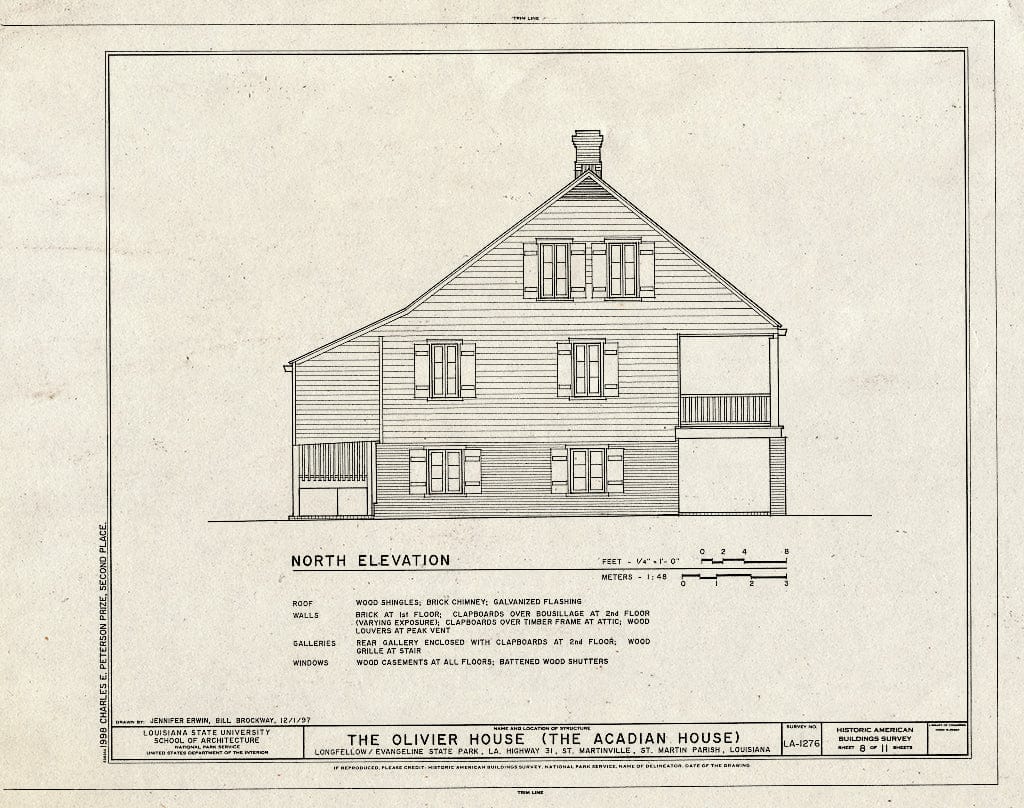 Blueprint HABS LA,50-STMAR,5- (Sheet 8 of 11) - Olivier House, State Highway 31, Saint Martinville, St. Martin Parish, LA