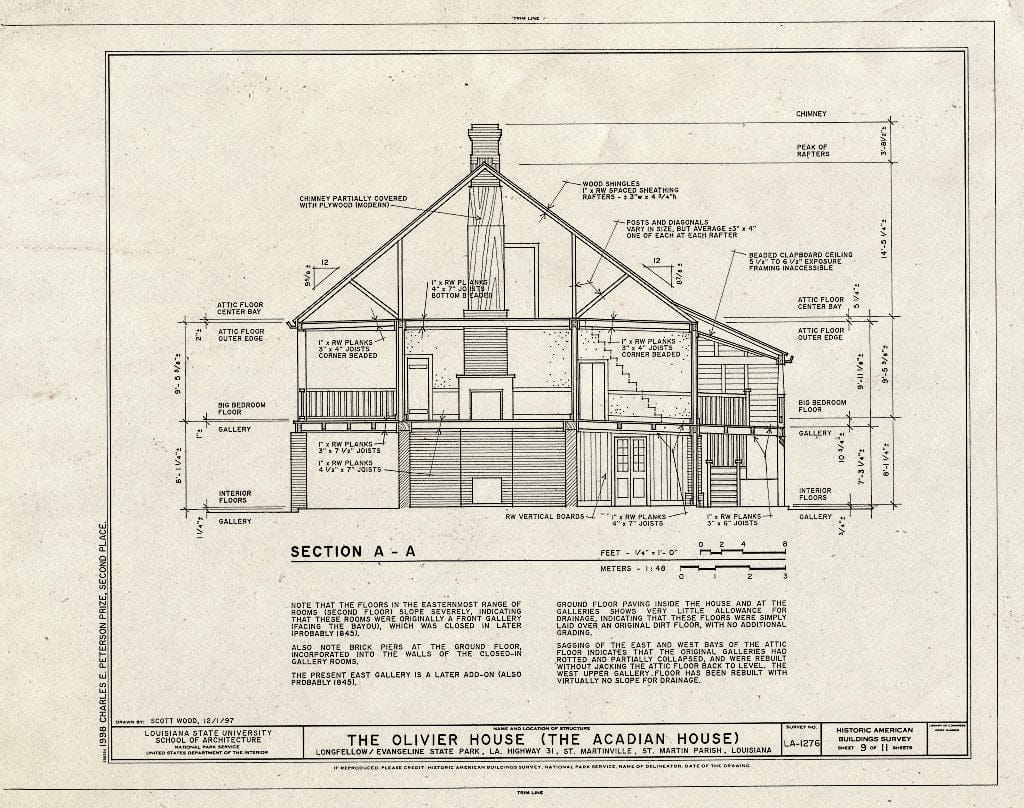 Blueprint HABS LA,50-STMAR,5- (Sheet 9 of 11) - Olivier House, State Highway 31, Saint Martinville, St. Martin Parish, LA