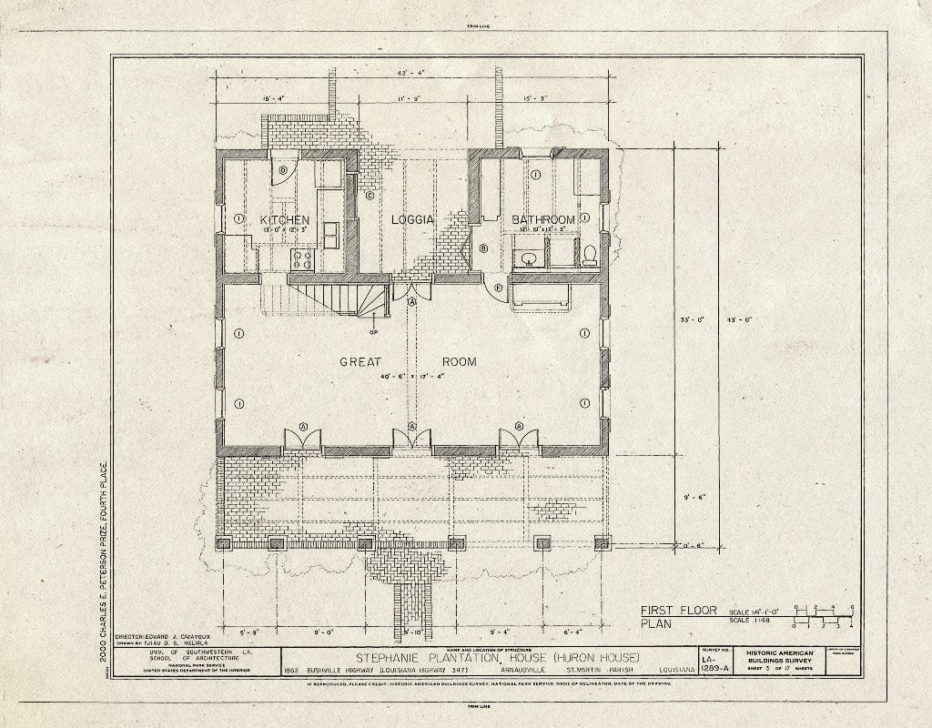 Blueprint HABS LA,50-ARNAU,1A- (Sheet 3 of 17) - Stephanie Plantation, House, 1862 Bushville Highway (State Highway 347), Arnaudville, St. Martin Parish, LA