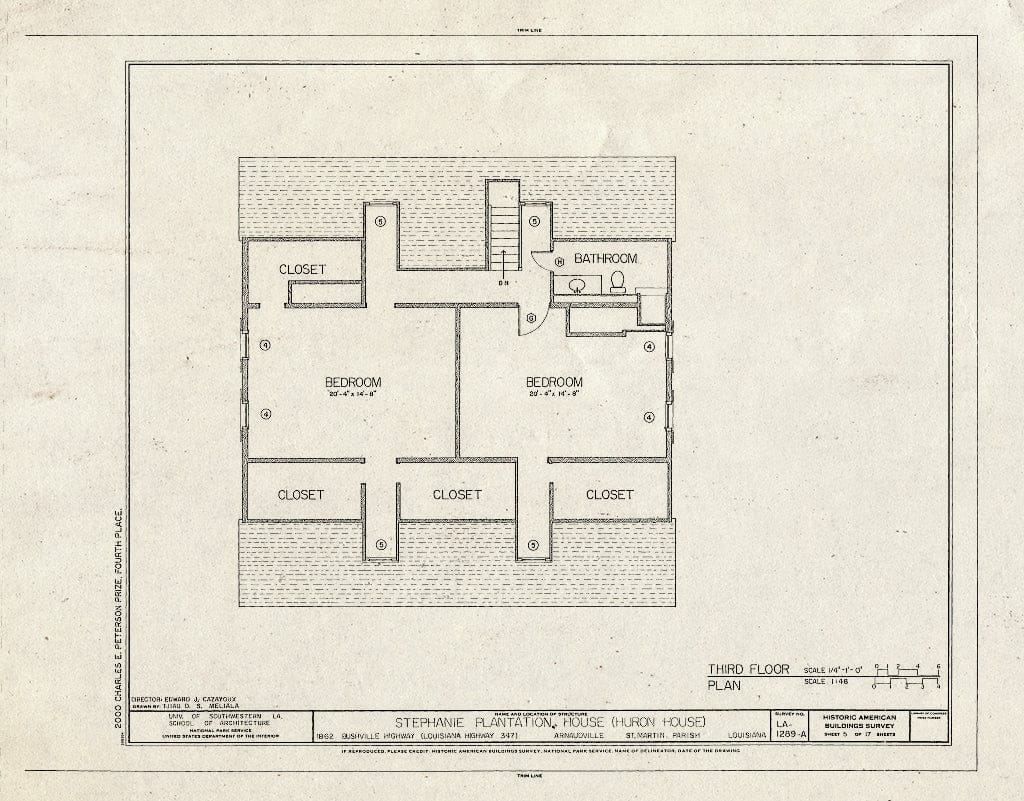 Blueprint HABS LA,50-ARNAU,1A- (Sheet 5 of 17) - Stephanie Plantation, House, 1862 Bushville Highway (State Highway 347), Arnaudville, St. Martin Parish, LA