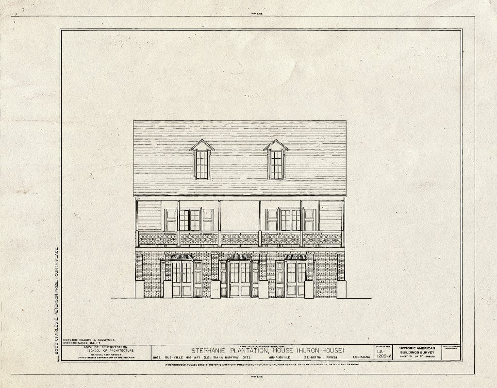 Blueprint HABS LA,50-ARNAU,1A- (Sheet 6 of 17) - Stephanie Plantation, House, 1862 Bushville Highway (State Highway 347), Arnaudville, St. Martin Parish, LA