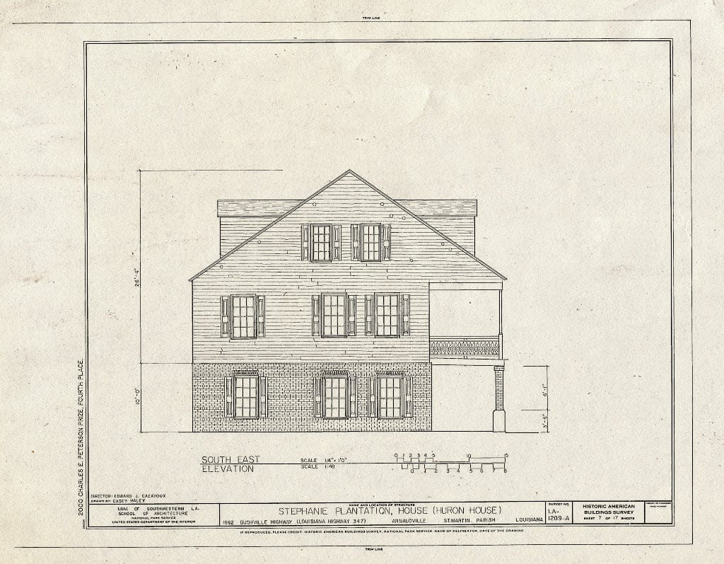 Blueprint HABS LA,50-ARNAU,1A- (Sheet 7 of 17) - Stephanie Plantation, House, 1862 Bushville Highway (State Highway 347), Arnaudville, St. Martin Parish, LA