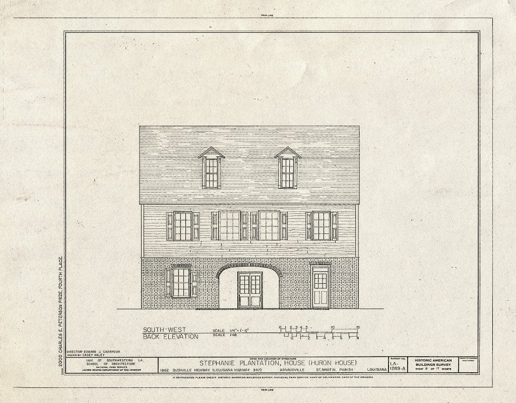 Blueprint HABS LA,50-ARNAU,1A- (Sheet 8 of 17) - Stephanie Plantation, House, 1862 Bushville Highway (State Highway 347), Arnaudville, St. Martin Parish, LA