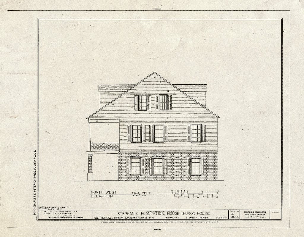 Blueprint HABS LA,50-ARNAU,1A- (Sheet 9 of 17) - Stephanie Plantation, House, 1862 Bushville Highway (State Highway 347), Arnaudville, St. Martin Parish, LA