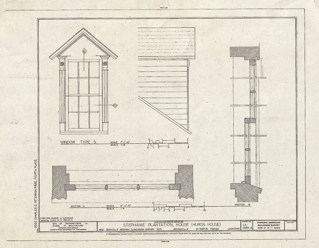 Blueprint HABS LA,50-ARNAU,1A- (Sheet 10 of 17) - Stephanie Plantation, House, 1862 Bushville Highway (State Highway 347), Arnaudville, St. Martin Parish, LA