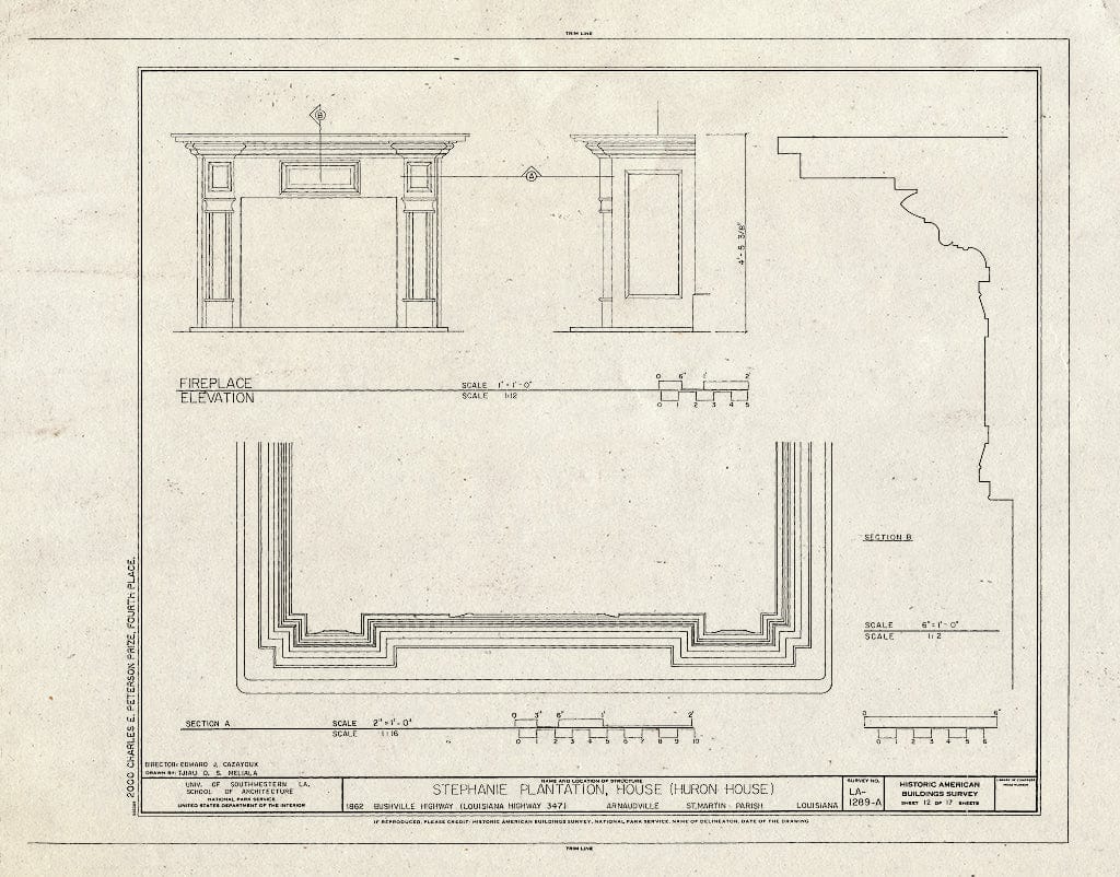 Blueprint HABS LA,50-ARNAU,1A- (Sheet 12 of 17) - Stephanie Plantation, House, 1862 Bushville Highway (State Highway 347), Arnaudville, St. Martin Parish, LA