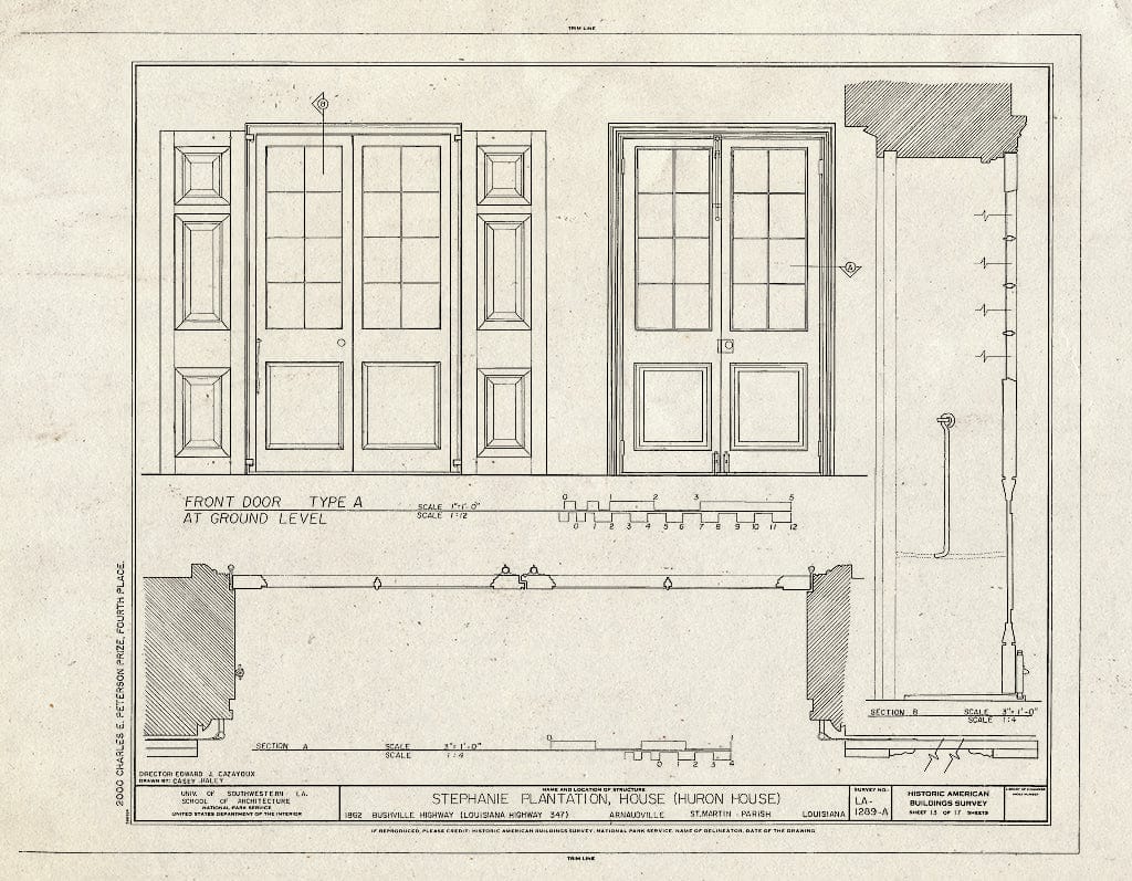 Blueprint HABS LA,50-ARNAU,1A- (Sheet 13 of 17) - Stephanie Plantation, House, 1862 Bushville Highway (State Highway 347), Arnaudville, St. Martin Parish, LA
