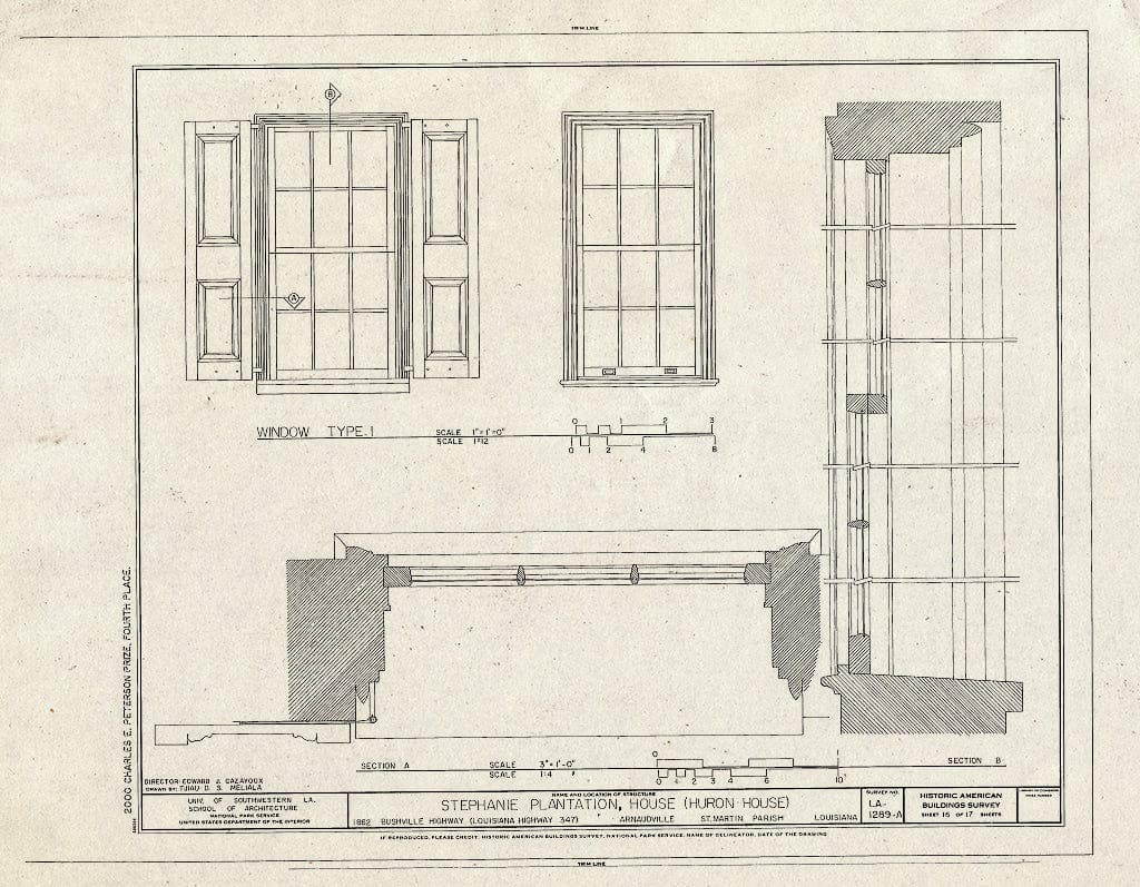 Blueprint HABS LA,50-ARNAU,1A- (Sheet 16 of 17) - Stephanie Plantation, House, 1862 Bushville Highway (State Highway 347), Arnaudville, St. Martin Parish, LA