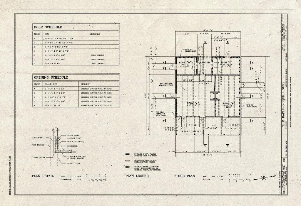 Blueprint HABS LA-1294 (Sheet 3 of 10) - Badin-Roque House, State Highway 484, Natchez, Natchitoches Parish, LA