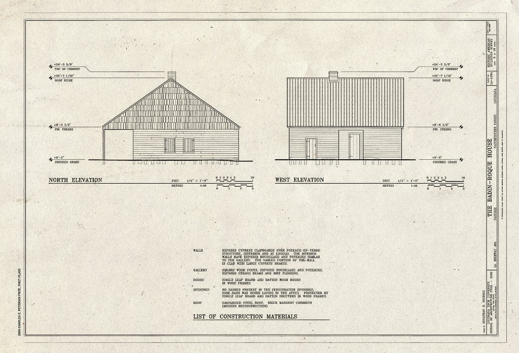 Blueprint HABS LA-1294 (Sheet 5 of 10) - Badin-Roque House, State Highway 484, Natchez, Natchitoches Parish, LA