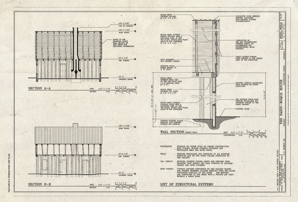 Blueprint HABS LA-1294 (Sheet 6 of 10) - Badin-Roque House, State Highway 484, Natchez, Natchitoches Parish, LA