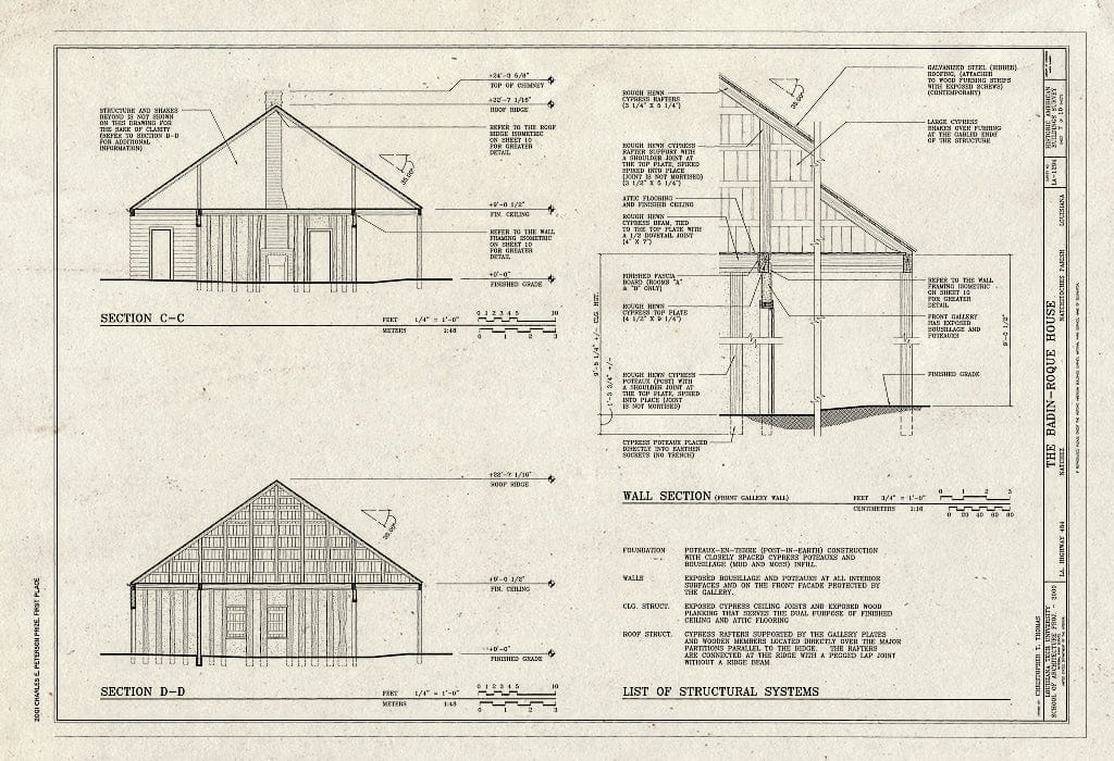 Blueprint HABS LA-1294 (Sheet 7 of 10) - Badin-Roque House, State Highway 484, Natchez, Natchitoches Parish, LA