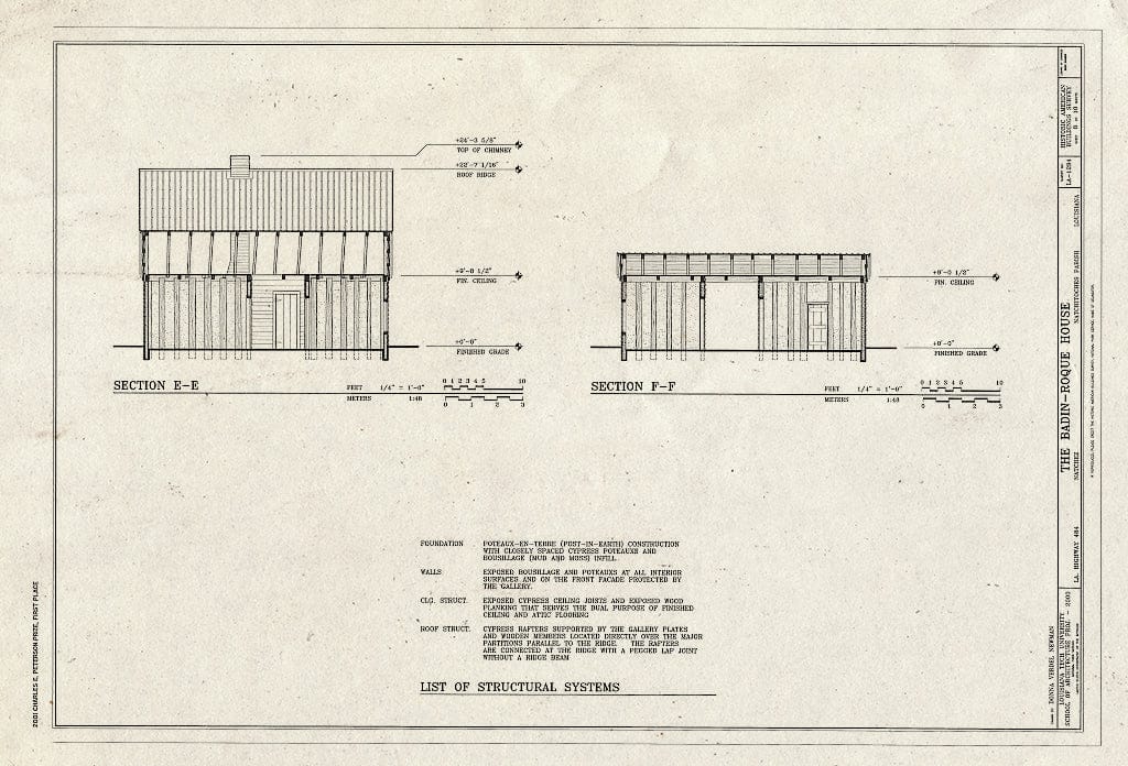 Blueprint HABS LA-1294 (Sheet 8 of 10) - Badin-Roque House, State Highway 484, Natchez, Natchitoches Parish, LA