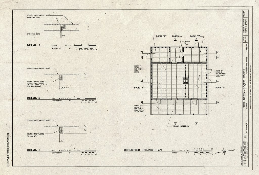 Blueprint HABS LA-1294 (Sheet 9 of 10) - Badin-Roque House, State Highway 484, Natchez, Natchitoches Parish, LA