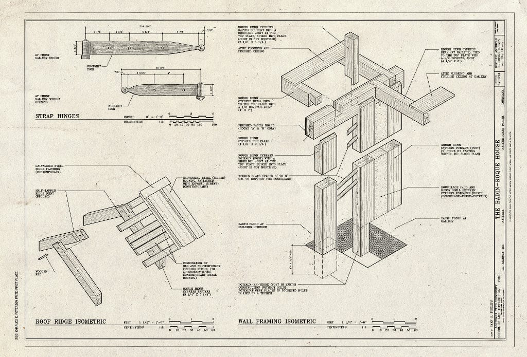 Blueprint HABS LA-1294 (Sheet 10 of 10) - Badin-Roque House, State Highway 484, Natchez, Natchitoches Parish, LA