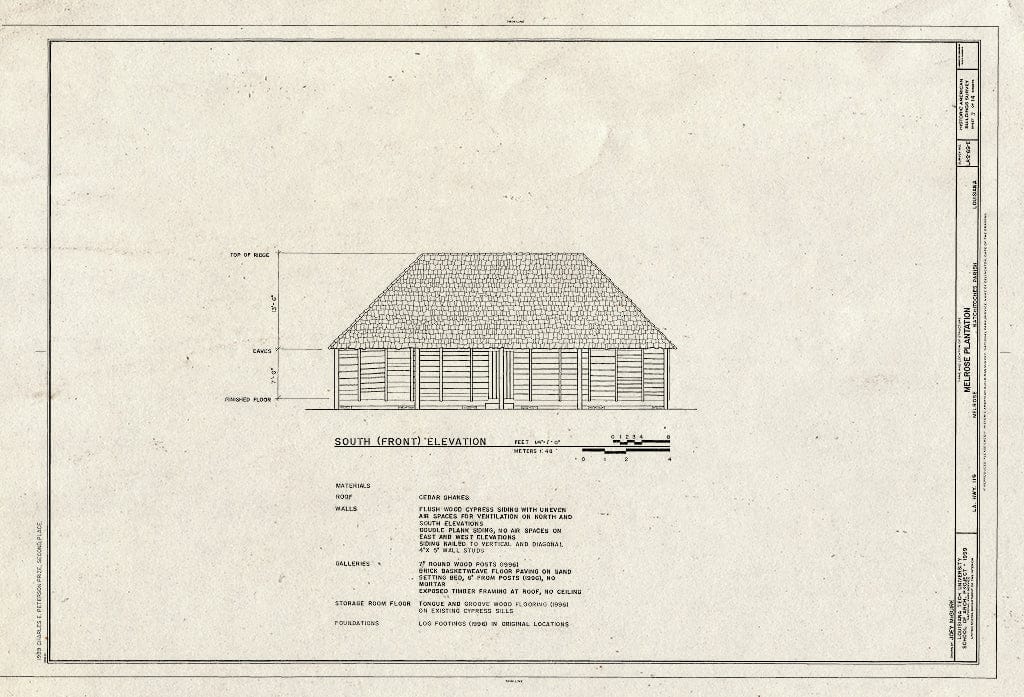 Blueprint HABS LA,35-MELRO,1E- (Sheet 7 of 14) - Melrose Plantation, Creole Barn, State Highway 119, Melrose, Natchitoches Parish, LA
