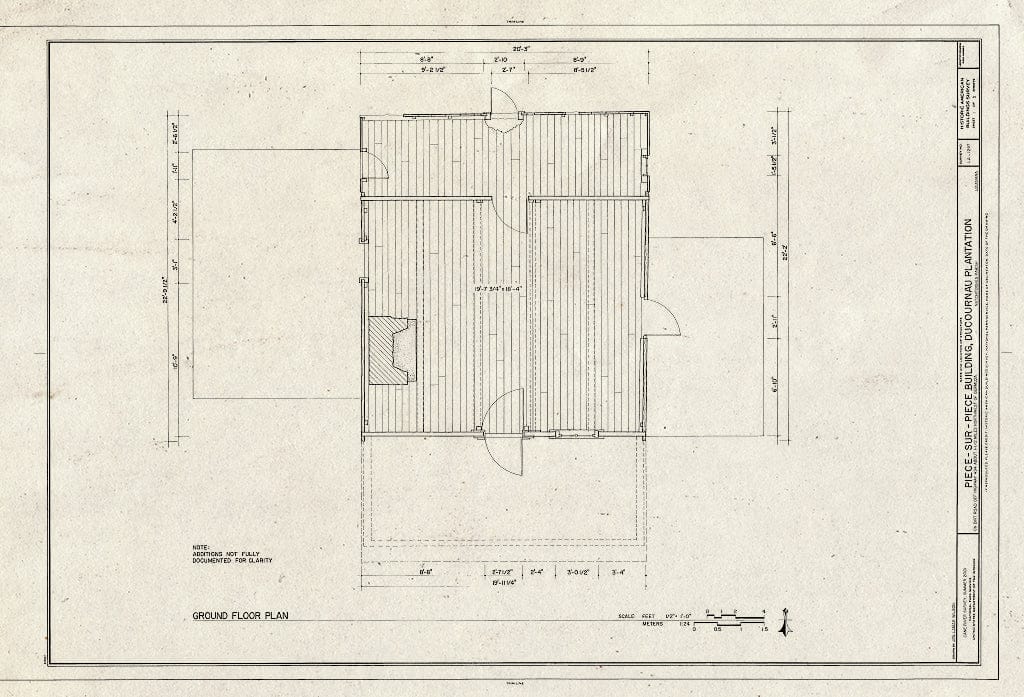Blueprint HABS LA-1297 (sheet 1 of 5) - Piece Sur Piece Building (House), On dirt road off of Highway 494, about 1 1/2 miles Northwest of Bermuda, Bermuda, Natchitoches Parish, LA