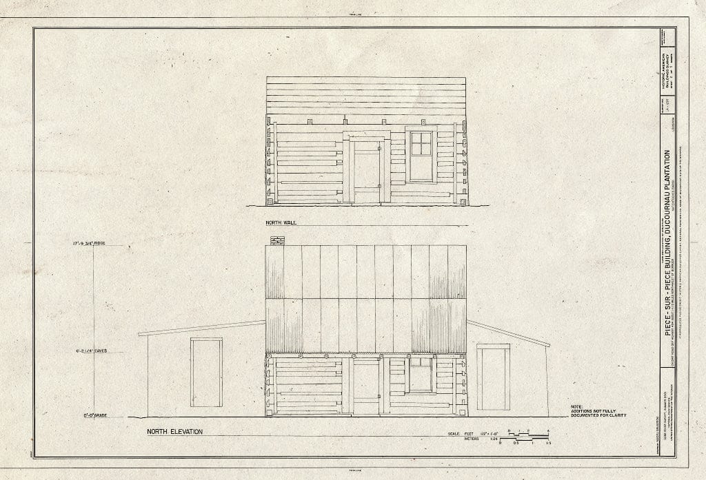 Blueprint HABS LA-1297 (sheet 2 of 5) - Piece Sur Piece Building (House), On dirt road off of Highway 494, about 1 1/2 miles Northwest of Bermuda, Bermuda, Natchitoches Parish, LA
