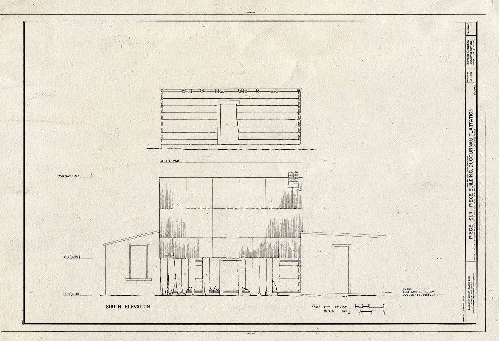 Blueprint HABS LA-1297 (sheet 3 of 5) - Piece Sur Piece Building (House), On dirt road off of Highway 494, about 1 1/2 miles Northwest of Bermuda, Bermuda, Natchitoches Parish, LA