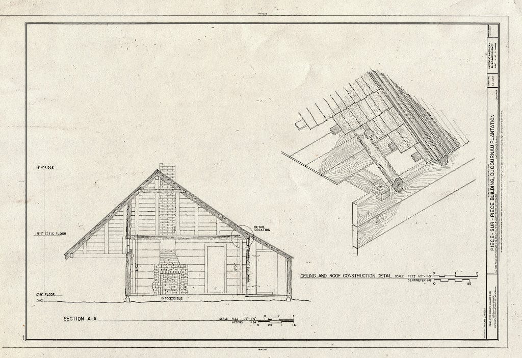 Blueprint HABS LA-1297 (sheet 5 of 5) - Piece Sur Piece Building (House), On dirt road off of Highway 494, about 1 1/2 miles Northwest of Bermuda, Bermuda, Natchitoches Parish, LA