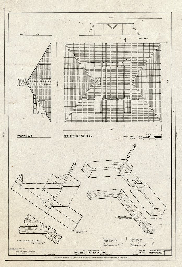 Blueprint HABS LA-1298 (Sheet 3 of 8) - Roubieu-Jones House, 374 Louisiana State Highway 484, Natchez, Natchitoches Parish, LA