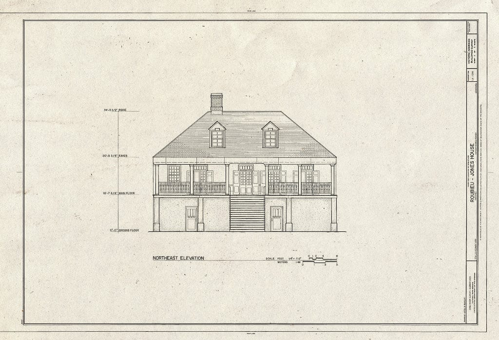 Blueprint HABS LA-1298 (Sheet 4 of 8) - Roubieu-Jones House, 374 Louisiana State Highway 484, Natchez, Natchitoches Parish, LA