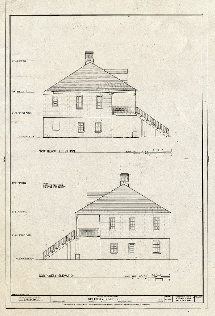 Blueprint HABS LA-1298 (Sheet 5 of 8) - Roubieu-Jones House, 374 Louisiana State Highway 484, Natchez, Natchitoches Parish, LA