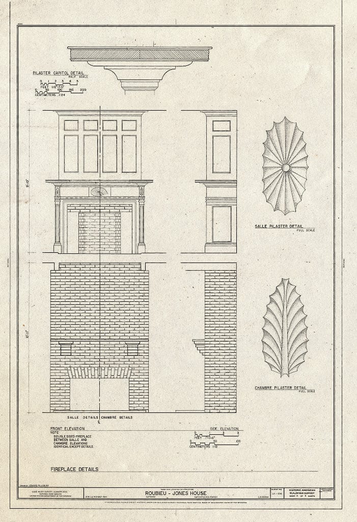Blueprint HABS LA-1298 (Sheet 8 of 8) - Roubieu-Jones House, 374 Louisiana State Highway 484, Natchez, Natchitoches Parish, LA