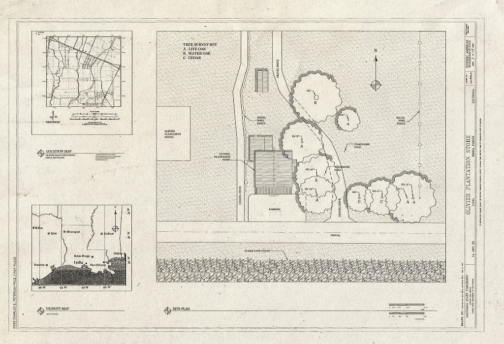 Blueprint HABS LA-1305-A (Sheet 2 of 19) - Olivier Plantation, Plantation Store, LA Highway 83, Lydia, Iberia Parish, LA