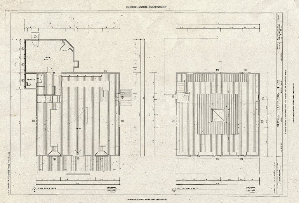 Blueprint HABS LA-1305-A (Sheet 3 of 19) - Olivier Plantation, Plantation Store, LA Highway 83, Lydia, Iberia Parish, LA