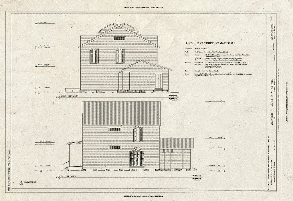 Blueprint HABS LA-1305-A (Sheet 5 of 19) - Olivier Plantation, Plantation Store, LA Highway 83, Lydia, Iberia Parish, LA