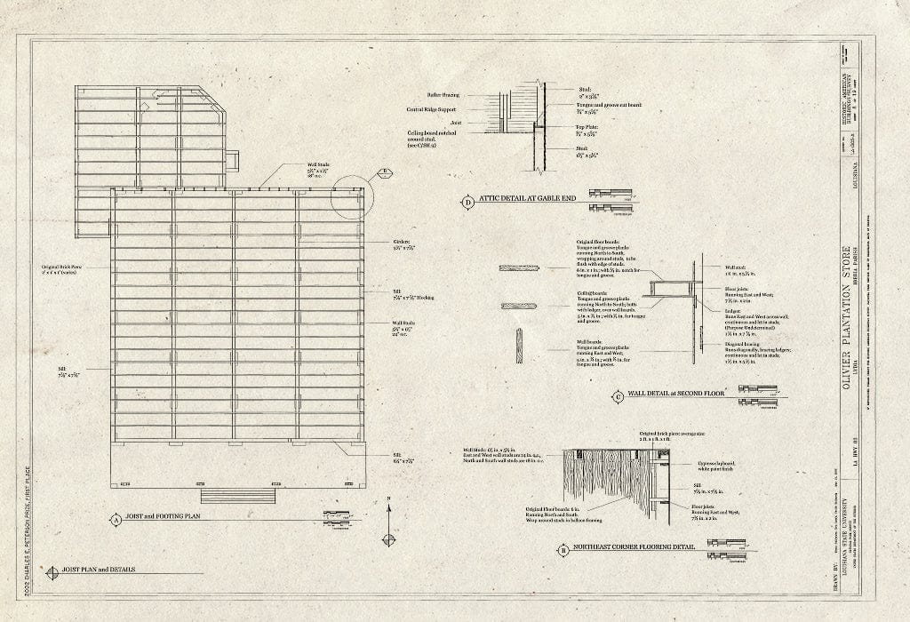 Blueprint HABS LA-1305-A (Sheet 8 of 19) - Olivier Plantation, Plantation Store, LA Highway 83, Lydia, Iberia Parish, LA